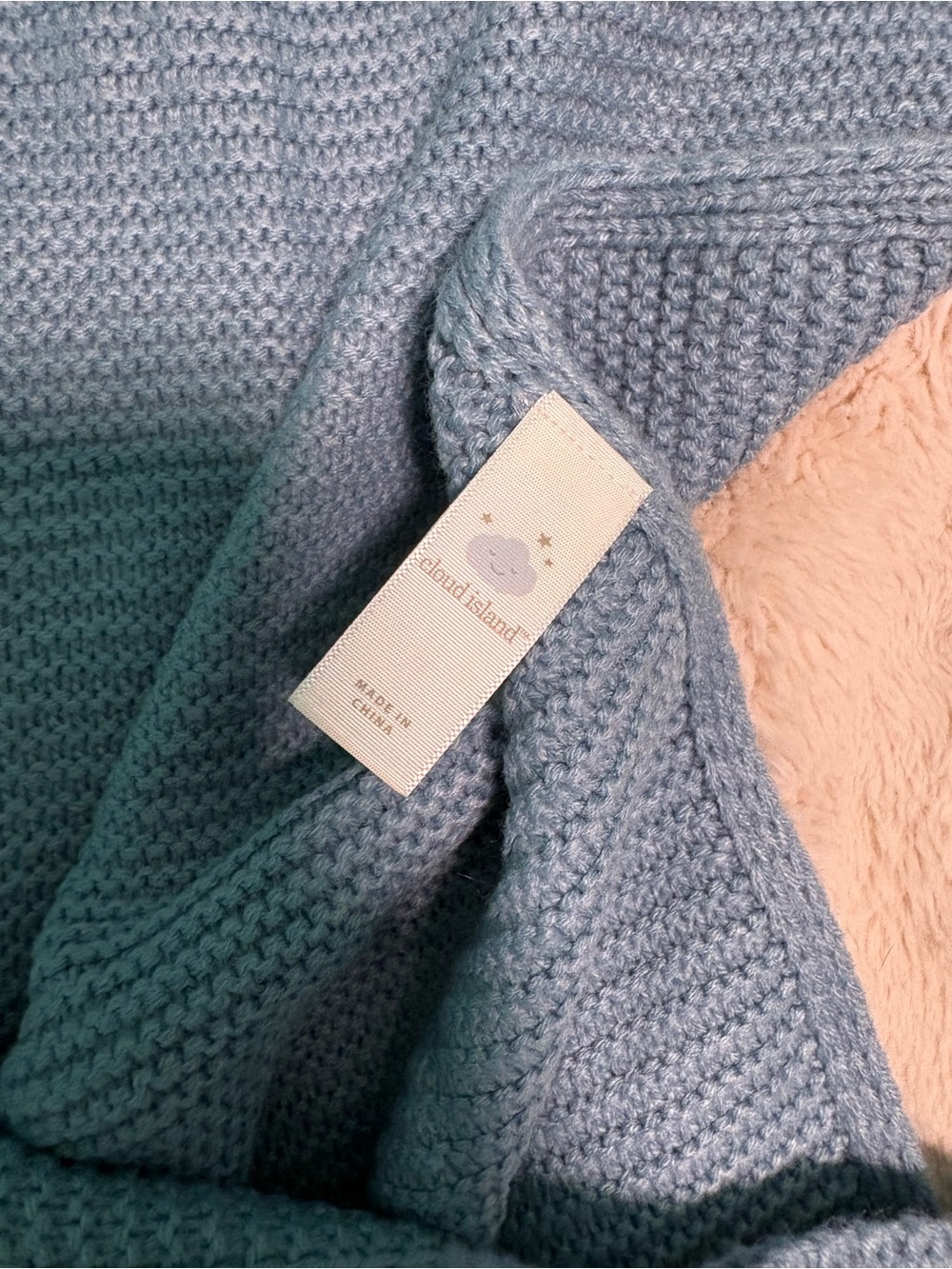 cloud island Light Blue woven baby blanket